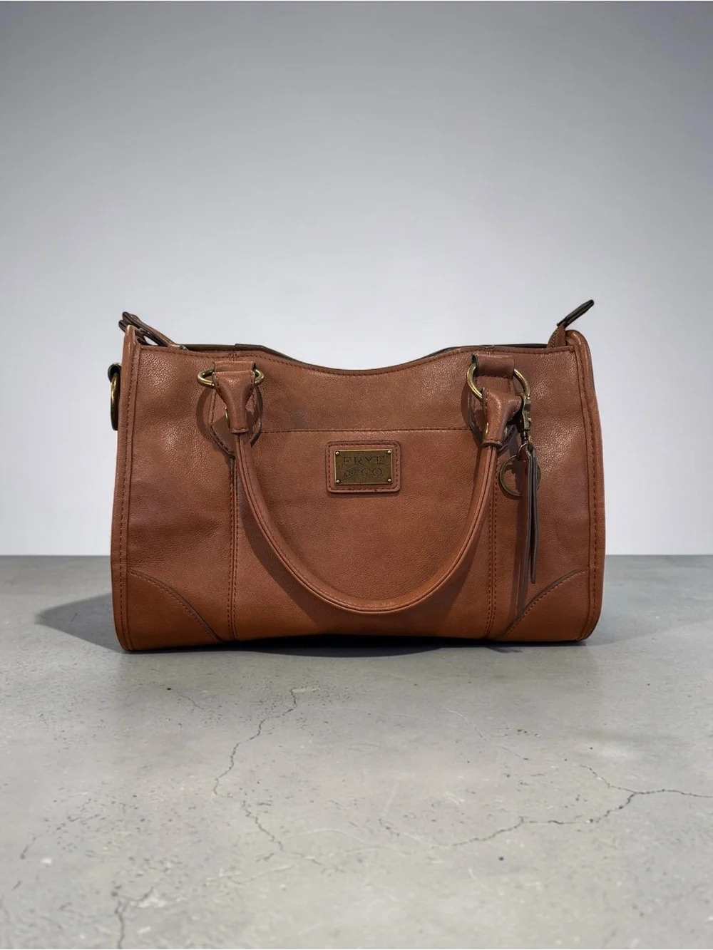 FRYE AND CO. Faux Leather Satchel in Cognac